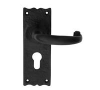 Traditional Lever on Backplate Satin Chrome Finish Solid Zinc Handle Set for Classic and Transitional Internal Doors (Lock - Euro, Boxed)