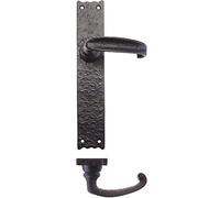 Traditional Lever on Latch - Long Backplate - 10" - Black