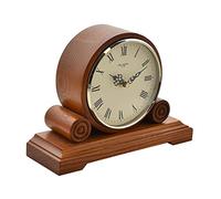 Traditional light Wooden Quartz Mantel Desk Clock Brown