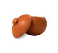Traditional Look Handmade Clay pots with Lid, Home Table Decoration Stackable Medium Pots, Natural Round pots