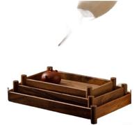 Traditional Meets Modern Tea Tray in Solid Walnut Wood for Serving and Storing Tea Accessories Gracefully (Large Size 38.7 * 27 * 4)