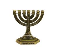Traditional Menorah 7 Branch Candlestick Jerusalem Temple Holder 12 Tribes Of Israel Menorah Candelabra Desktop Holder