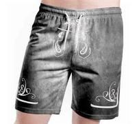 Traditional Men's Short Leather Trousers Brown Without Bib Traditional Trousers with Drawstring Comfortable Traditional Leather Trousers Printed Classic Leather Trousers for Oktoberfest Bavarian