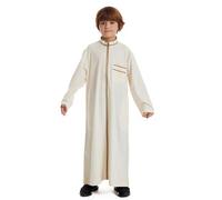 Traditional Middle Eastern Robe for Kids Boys Handcrafted Embroidery Thobe Islamic Abaya Prayer Clothes Kaftan Dubai Style Ethnic Attire