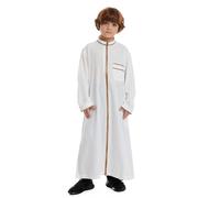Traditional Middle Eastern Robe for Kids Boys Handcrafted Embroidery Thobe Islamic Abaya Prayer Clothes Kaftan Dubai Style Ethnic Attire