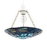 Happy Homewares Traditional Dragonfly Tiffany Glass Easy Fit Pendant Light Shade in Blue Happy Homewares Blue