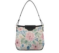 Traditional Mistletoe Shoulderbags for Women Large Purses for Girls Clutch Tote with Removable Straps Travel Work Gym, Retro Pink Flowers, One Size
