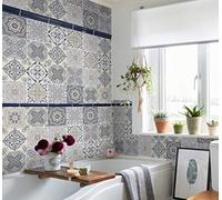 Traditional Modern Art Tile transfers Stickers Peel and Stick Wall Decor Bathroom backsplash Kitchen splashbacks Vintage Victorian Moroccan Mosaic (Mixed Pack of 9)