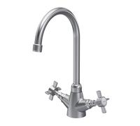 Traditional Mono Mixer Kitchen Tap with Crosshead Handles - Brushed Nickel