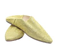 Traditional Moroccan slippers ideal for weddings and parties. Handmade slippers by master craftsmen, gold, 8.5 UK