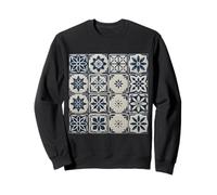 Traditional Mosaic Tile Blue And White Floral Patter Sweatshirt