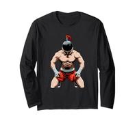 Traditional Muay Thai Fighter Kneeling Warrior Long Sleeve T-Shirt