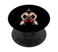 Traditional Muay Thai Fighter Kneeling Warrior PopSockets Adhesive PopGrip