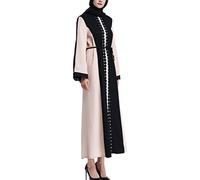 Traditional Muslim Women Abaya Dress 3D Fower Blooming Long Sleeve Maxi Length Cardigan Robe with Sashes Saudi Arab Dubai - - Medium