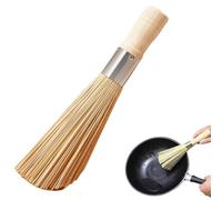 Traditional Natural Bamboo Wok Brushes, Bamboo Cleaning Whisk with Wooden Handle Kitchen Pan Clean Brush for Dishes Pans Wok Sink (bevel)