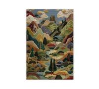 Traditional Natural Landscape Art - Valleys, Rivers, Forests Canvas Poster Wall Art Decor Print Picture Paintings for Living Room Bedroom Decoration 12" L X 18" W