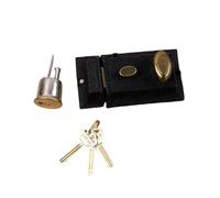 Traditional Night Latch Door Lock, Cylinder Latch Lock, Black and Gold