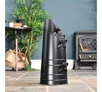 Traditional "Norfolk" Coal Hod - Heavy Duty Coal Scuttle & Log Bucket - Rustic Metal Fireplace Storage Container for Wood, Kindling & Ash - Fireside Accessory for Hearth, Cabin & Home