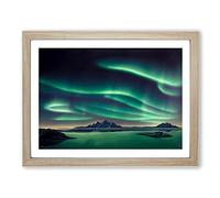 Traditional Northern Lights H1022 Framed Print for Living Room Bedroom Home Office Décor, Wall Art Picture Ready to Hang, Oak A4 Frame (34 x 25 cm)