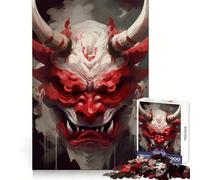 Traditional Oni Demon Mask Teenagers Puzzles 1000 Piece Jigsaws Sharp Recall Serene Activity Uniform Cut Joyful Xmas (50x75cm)