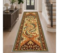 Traditional Oriental Hallway Runner Kitchen Rugs Non Slip Washable, 40x120 | Vintage Hallway Hall Runner Rug Long, Terracotta Boho Carpet Runners Low Pile for Entryway Bedroom Laundry Room, Xp199H