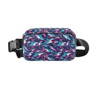 Traditional Oriental Paisley Pattern Vintage Watercolor Waterproof Waist Bag Fanny Pack with Adjustable Strap for, Shark Ocean Navy Blue Oil Painting, One Size