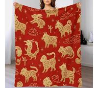 Traditional Oriental - Zodiac Signs Lightweight 3D Print Flannel Blanket Super Soft Throw Blanket,Couch Sofa Bed Cozy Warm Fleece Gift Blankets for Adults Teens Kids Bedroom 70x80inch(180x200cm)