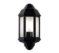 Traditional Outdoor Matt Black Cast Aluminium Flush Wall Lantern Light Fitting by Happy Homewares
