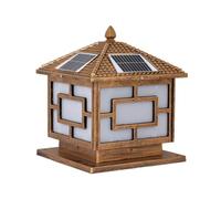 Traditional Outdoor Solar Power Post Lantern Vintage Pillar Light Fixtures in Die-Cast Aluminum Finish Industrial Post Lights for Patio, Yard, Porch Garden, Pathway
