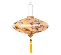 Traditional Oval Silk Lantern， Vietnamese Japanese Chinese Silk Hanging Lantern Oval Iron Frame Multicolor 12/14/16 inch(Gelb,14inch)