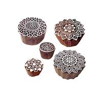 Traditional Pattern Mandala and Round Wood Block Stamps (Set of 5)