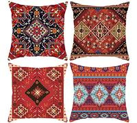 Traditional Persian Patterns Cushion Covers 30 x 30 cm Set of 4 Linen Large Sofa Cushions Covers Decorative Pillows Double Sided Cushion Cover with Invisible Zipper Pillow Cases for Outdoor Garden A46