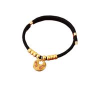 Traditional Pet Weave Longevity Golden Lock Adjustable Alloy/Polyester Handmade Cat Collar Chinese Style(Black-M-Style B)