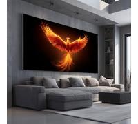 Traditional Phoenix Framed Large Canvas Wall Art Hot Flame Canvas Print Poster for Living Room Wall Art Decor,Fairy Tale Bird Pictures for Home Office Restaurant, 50x100cm