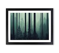 Traditional Pine Tree Forest Framed Print | A3 Black Framed Wall Art | Ready to Hang | Classic Floral Picture | Living Room Bedroom Lounge Office