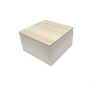 Traditional Pine Wooden Storage Box Jewelry Organizer Keepsake Container Customizable Unfinished Light Wood with Top and Bottom Lids 3 Sizes Wedding Memory Holder DI(8 * 8 * 4.5CM)