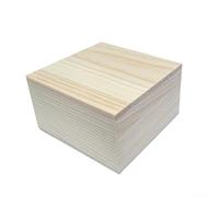 Traditional Pine Wooden Storage Box Jewelry Organizer Keepsake Container Customizable Unfinished Light Wood with Top and Bottom Lids 3 Sizes Wedding Memory Holder DI(13 * 13 * 6.5CM)