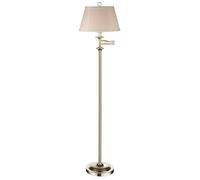 Traditional Polished Brass Swing Arm Floor Lamp with Cream Shade, Gold