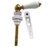 Traditional Porcelain and Gold Toilet Cistern Lever Flush Handle, Heavy Duty Victorian Style Replacement, Fit for Standard Water Tanks withInstallation Hole and Zinc Alloy Construction