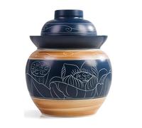 Traditional Porcelain Fermenting Jar with Water Seal Airlock Lid for Kimchi Sauerkraut Pickling