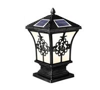 Traditional Post Lanterns European Landscape Exterior Rainproof Solar Powered Lamp Farmhouse Outside Solar Pillar Light for Patio Patio Garden