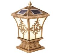 Traditional Post Lanterns European Landscape Exterior Rainproof Solar Powered Lamp Farmhouse Outside Solar Pillar Light for Patio Patio Garden