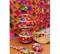 Traditional Punjabi Phulkari Jaggo Set for Sikh Wedding - Ghadoli, Chaj, Danda, Kalash | Bridal & Groom Jaggo Accessories for Sangeet, Mehndi, Wedding Night Celebrations