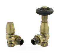 Traditional Radiator Valves, Thermostatic, Wheelhead Style Angled TRV - Sigma (Antique Brass)