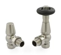 Traditional Radiator Valves, Thermostatic, Wheelhead Style Satin Nickel Angled TRV - Sigma