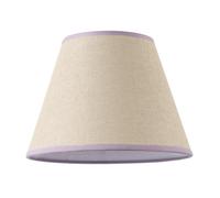 Traditional Rattan Tweed Lamp Shade with Lavender Lilac Cotton Fabric Trims | 25cm x 19cm | for Ceiling Pendant or Table Lamp Base by Happy Homewares