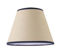Traditional Rattan Tweed Lamp Shade with Navy Blue Cotton Fabric Trims | 25cm x 19cm | for Ceiling Pendant or Table Lamp Base by Happy Homewares