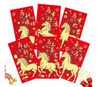 Traditional Red Envelope for Money - Pack of 6 Paper Envelopes for , 2026 Red Envelope with Horse Design, for Boys Girls Adults Friends Birthday Event