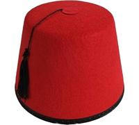 Traditional Red Fez Hat with Black Tassel Moroccan Hat Beanie Cap Flat Hat Universal Ottoman Turkish Hat Dress Up Hats