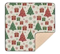Traditional Red - Green Christmas Seamless Pattern Large Stylish Baby Activity Play Mat for Floor Cozy Breathable Playroom Activity Mat for Babies Infants Toddlers, 50'' x 50''